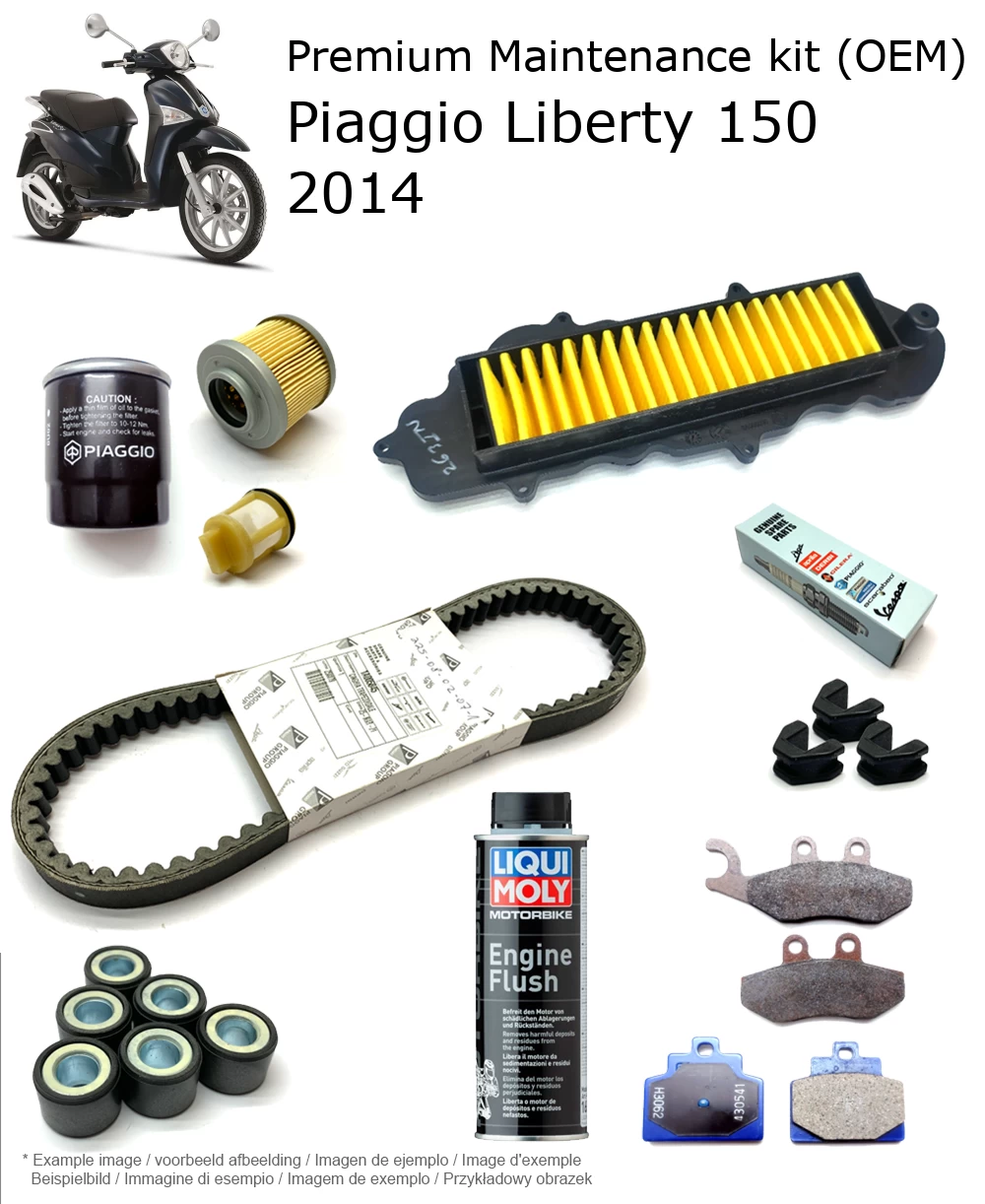 Kit de manutenção (OEM) com pastilhas de travão e aditivo Piaggio Liberty 150 2014