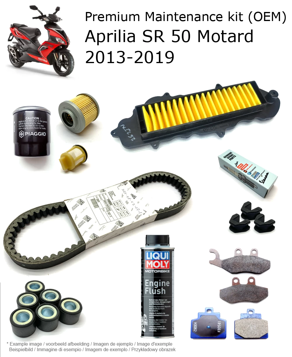 Kit de manutenção (OEM) com pastilhas de travão e aditivo Aprilia SR 50 Motard 2013-2019