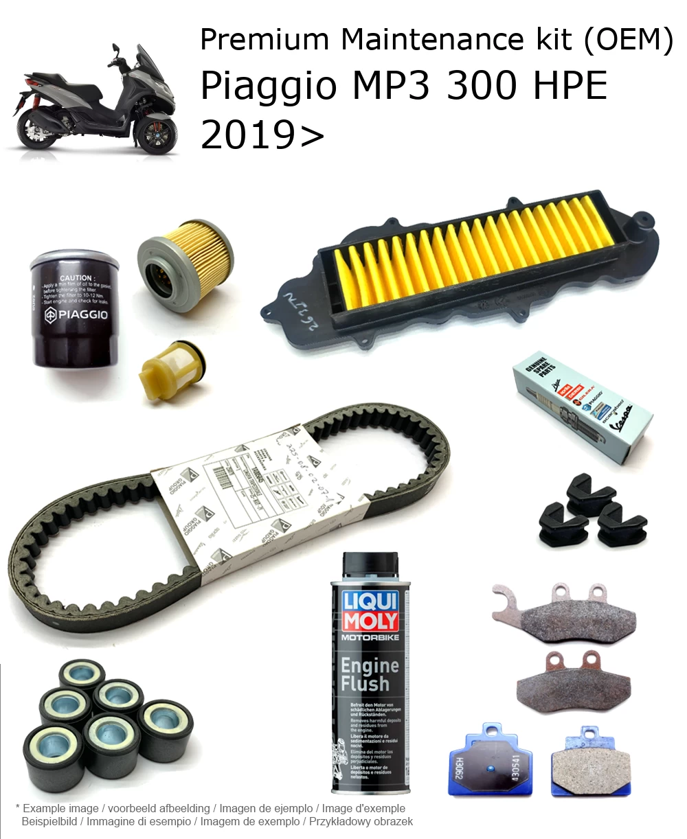 Kit de manutenção (OEM) com pastilhas de travão e aditivo Piaggio MP3 300 HPE 2019>