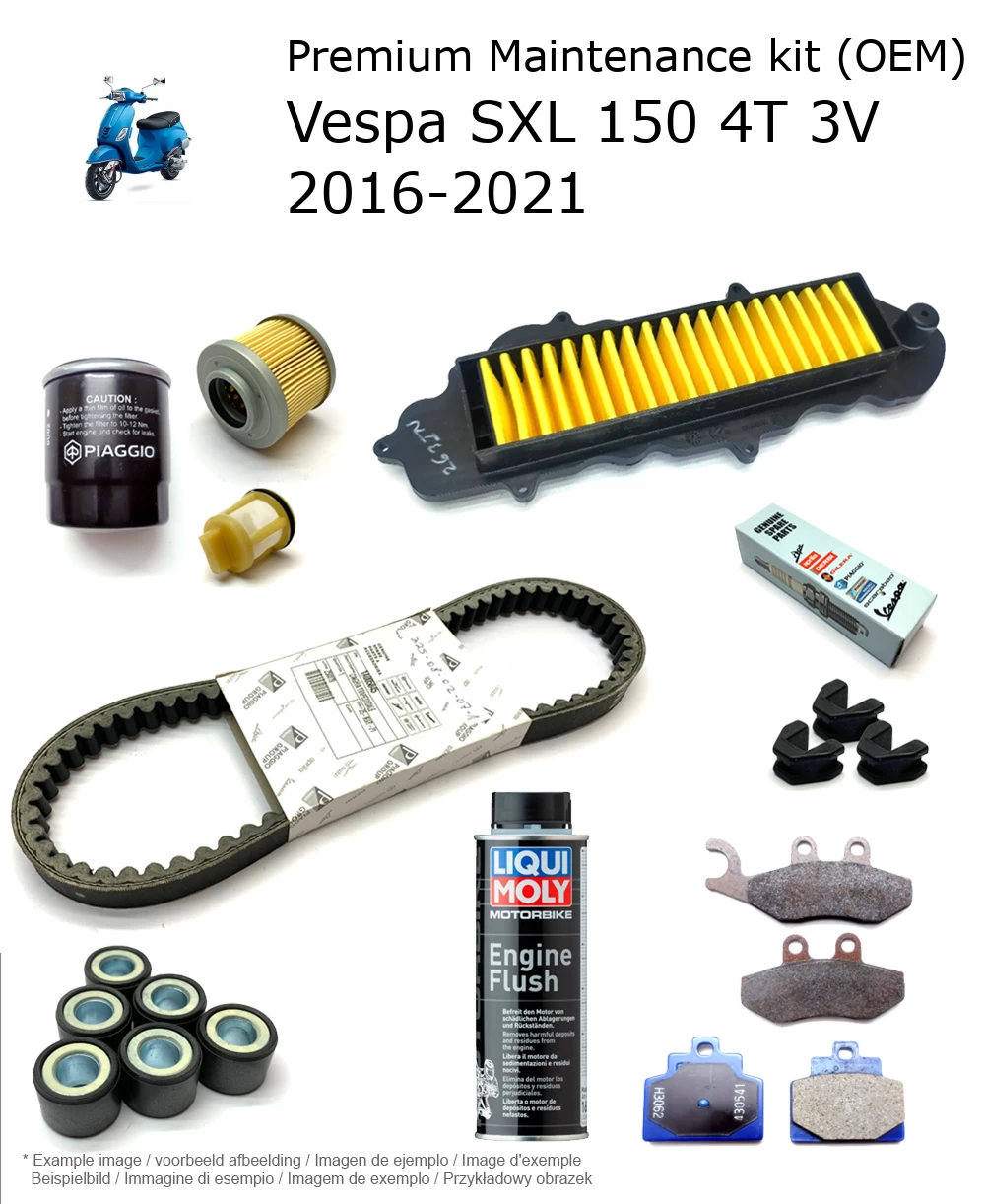 Kit de manutenção (OEM) com pastilhas de travão e aditivo Vespa SXL 150 4T 3V 2016-2021