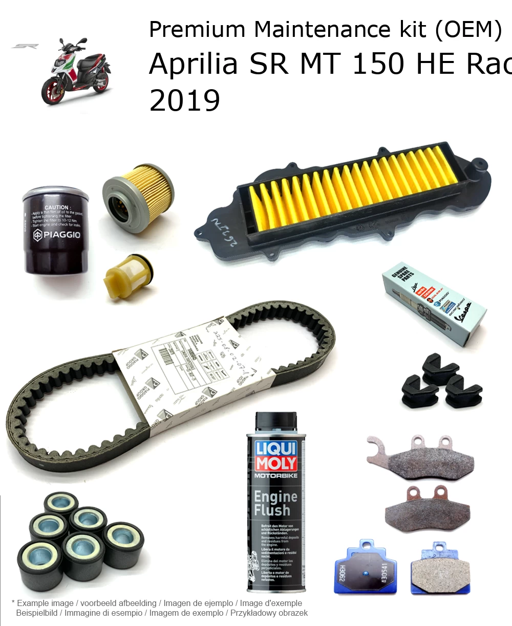 Kit de manutenção (OEM) com pastilhas de travão e aditivo Aprilia SR MT 150 HE Race 4T 3V 2019