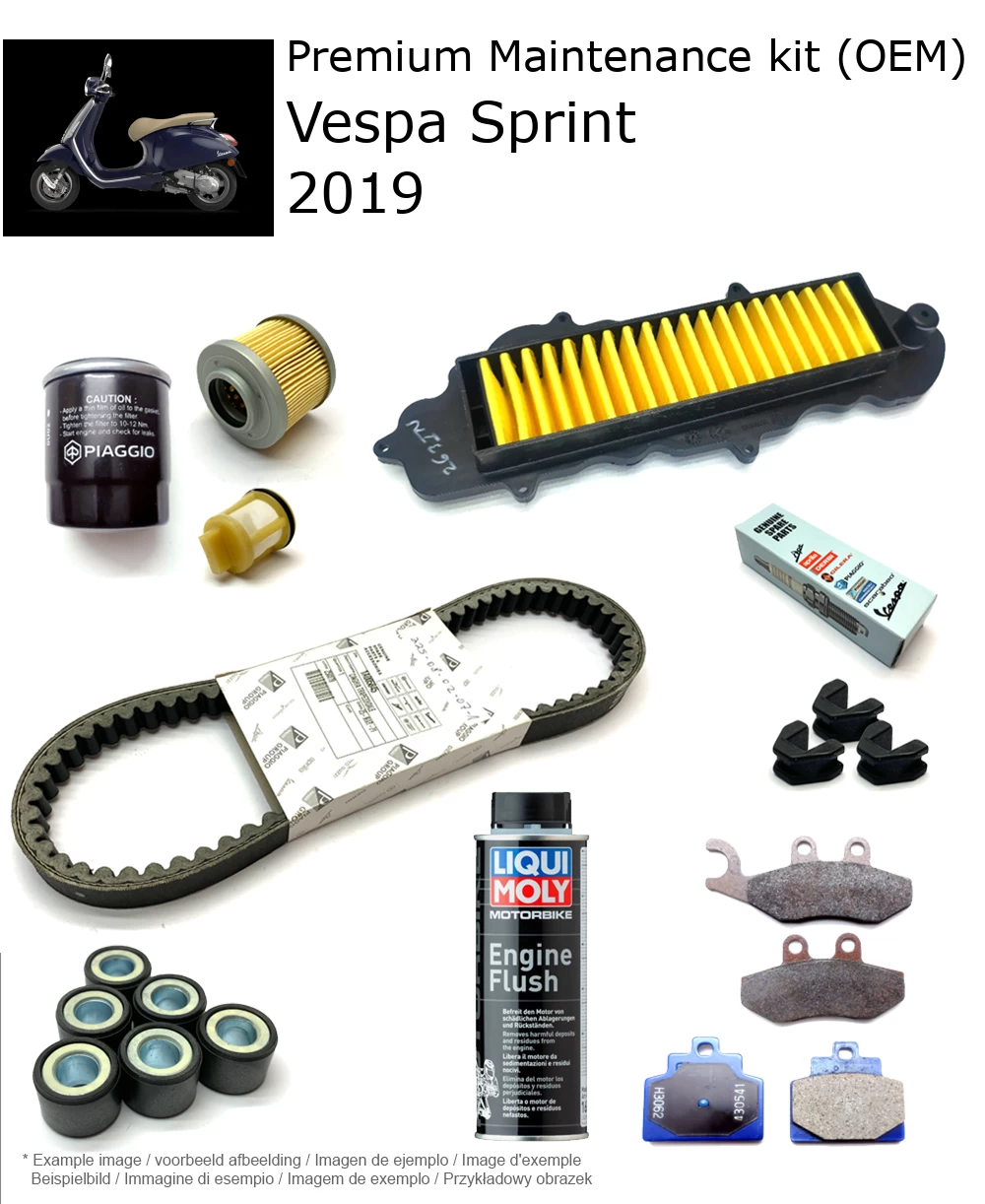 Kit de manutenção (OEM) com pastilhas de travão e aditivo Vespa Sprint 2019