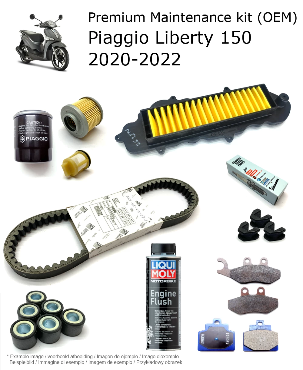 Kit de manutenção (OEM) com pastilhas de travão e aditivo Piaggio Liberty 150 2020-2022