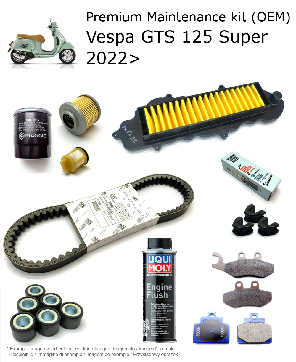 Kit de manutenção (OEM) com pastilhas de travão e aditivo Vespa GTS 125 Super 2022>