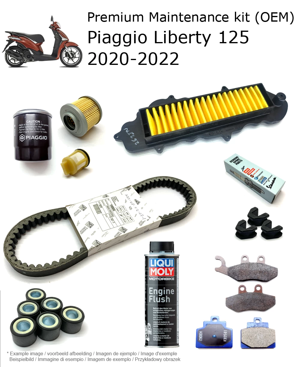 Kit de manutenção (OEM) com pastilhas de travão e aditivo Piaggio Liberty 125 2020-2022