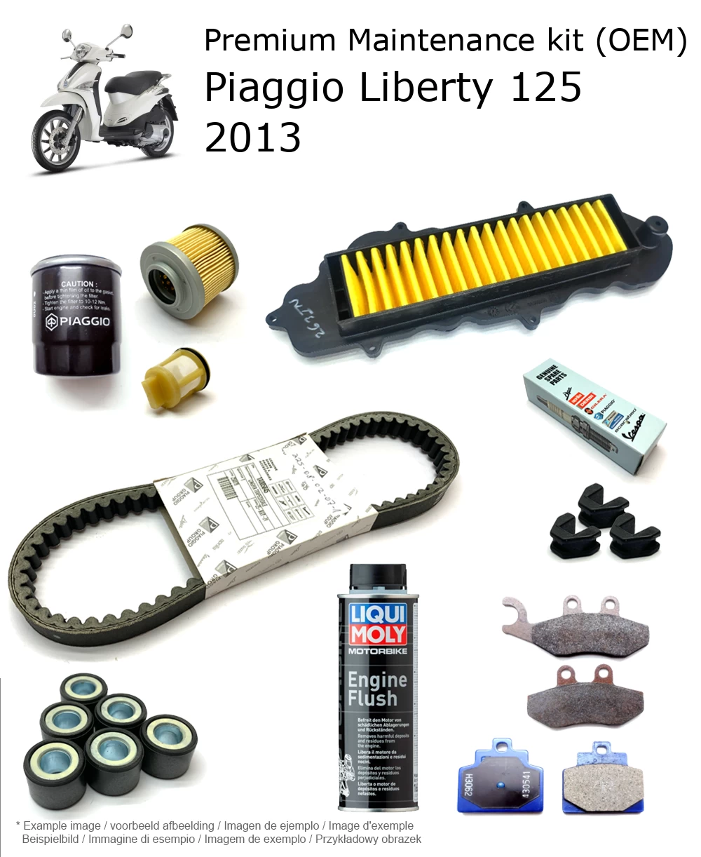 Kit de manutenção (OEM) com pastilhas de travão e aditivo Piaggio Liberty 125 2013