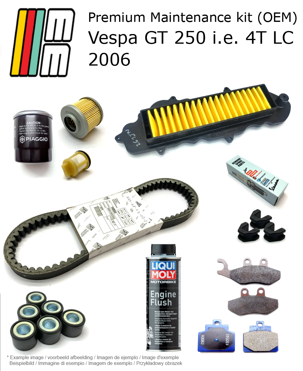 Kit de manutenção (OEM) com pastilhas de travão e aditivo Vespa GT 250 i.e. 4T LC 2006