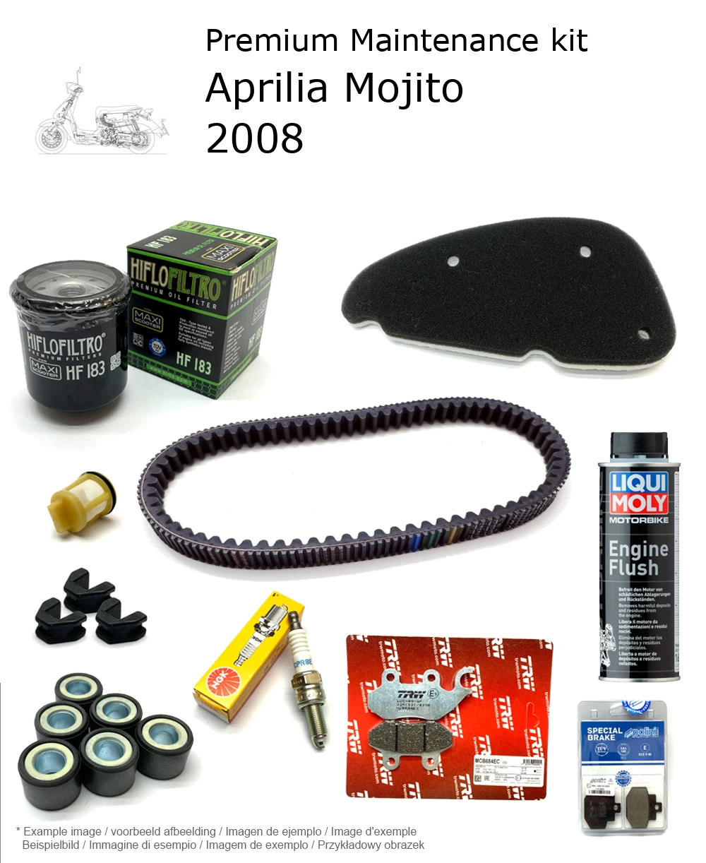 Kit de manutenção com pastilhas de travão e aditivo Aprilia Mojito 2008