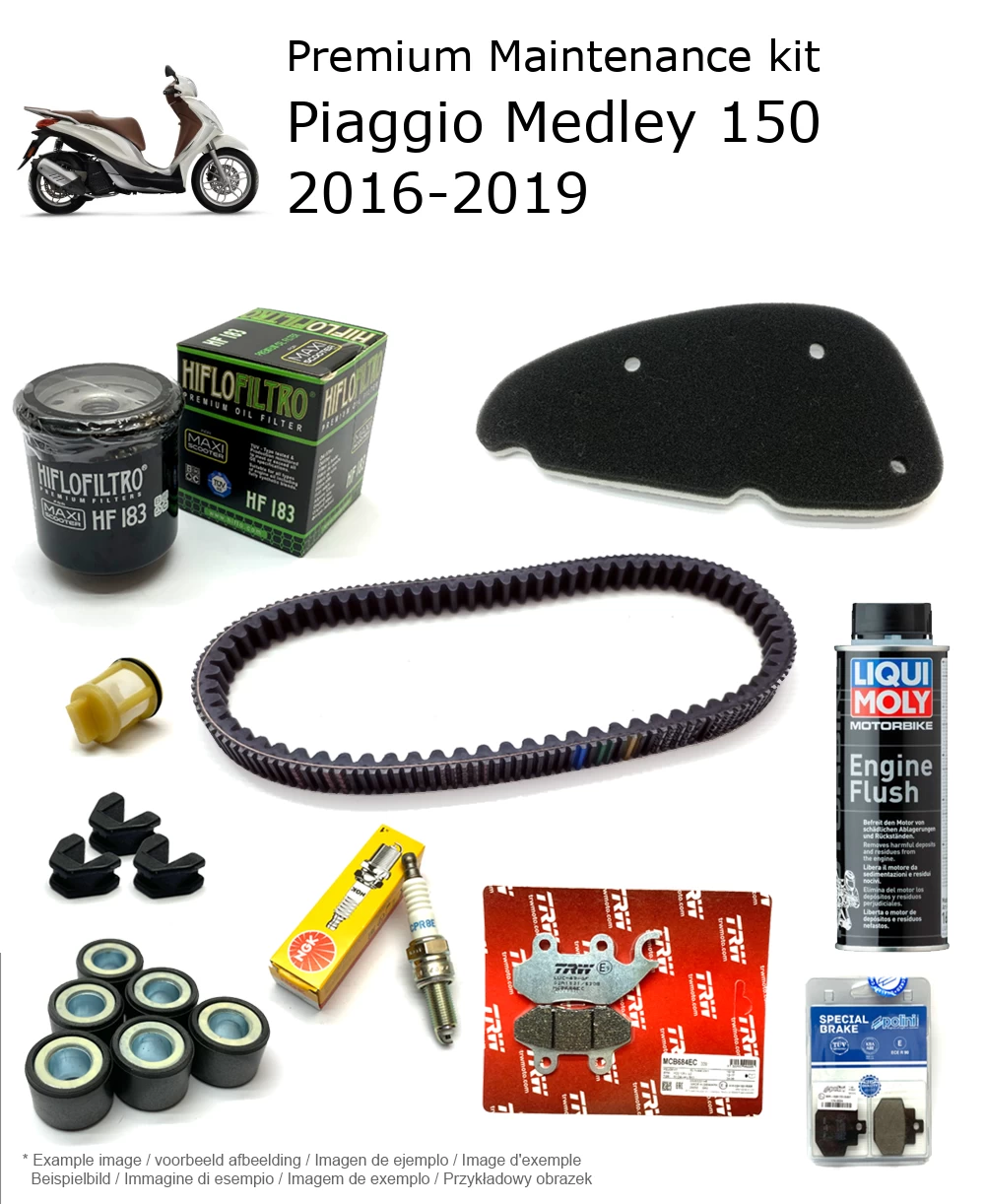Kit de manutenção com pastilhas de travão e aditivo Piaggio Medley 150 2016-2019