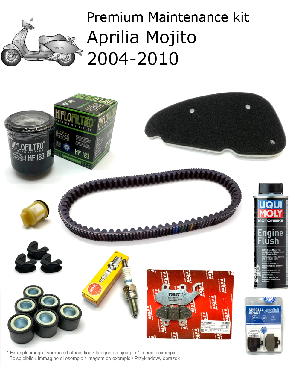 Kit de manutenção com pastilhas de travão e aditivo Aprilia Mojito 2004-2010