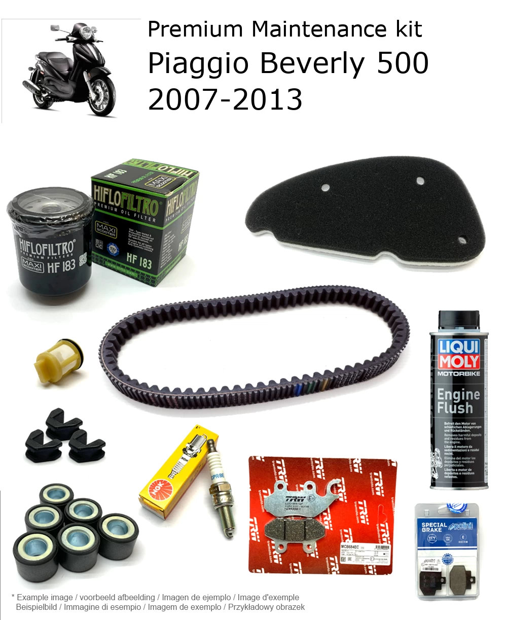 Kit de manutenção com pastilhas de travão e aditivo Piaggio Beverly 500 2007-2013