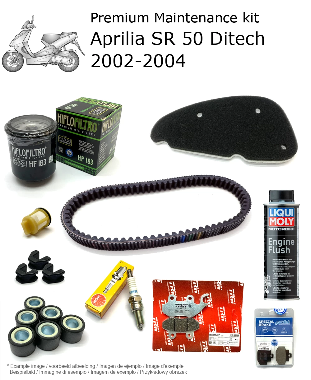 Kit de manutenção com pastilhas de travão e aditivo Aprilia SR 50 Ditech 2002-2004