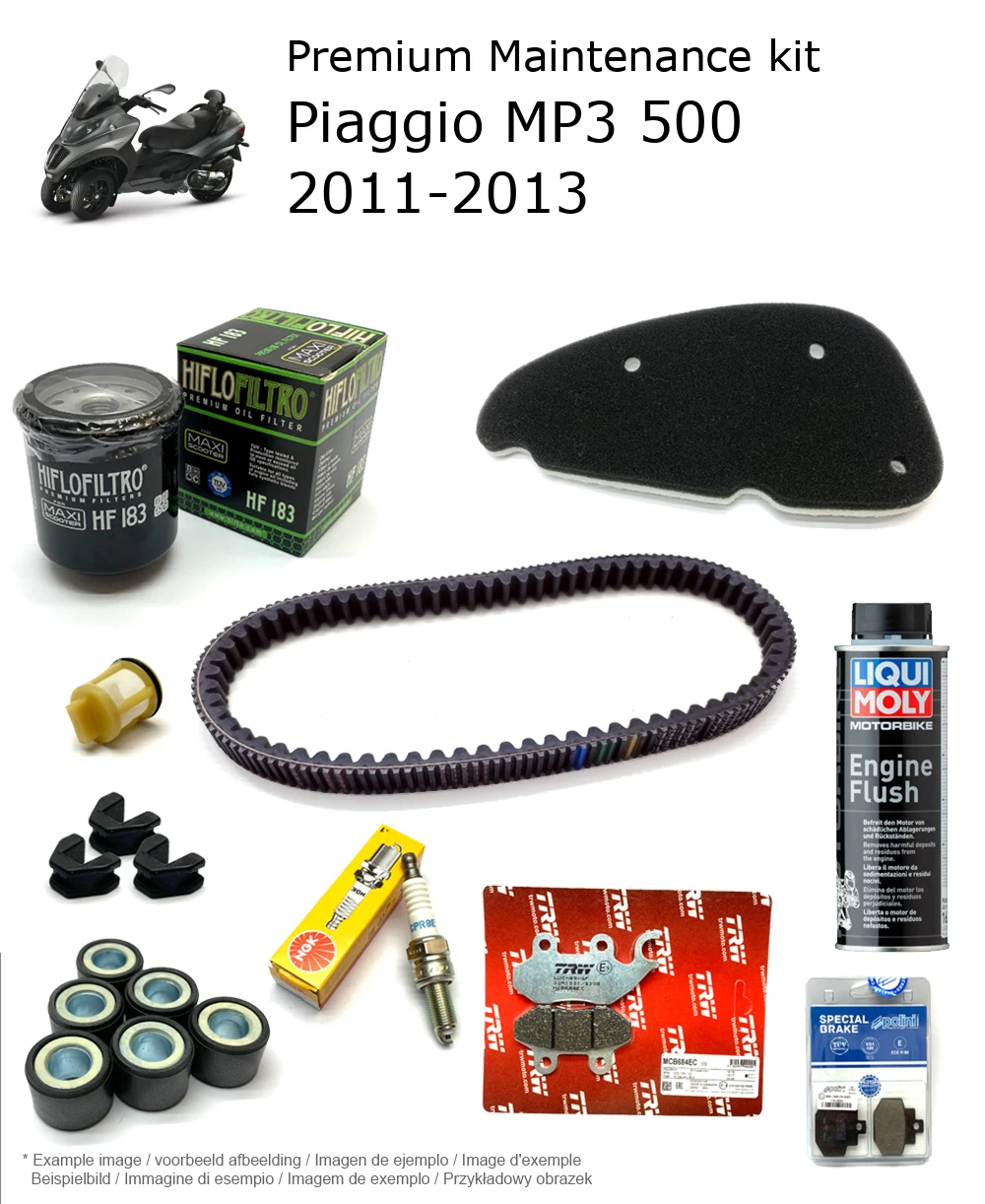 Kit de manutenção com pastilhas de travão e aditivo Piaggio MP3 500 2011-2013