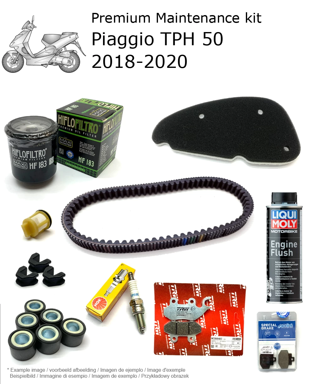 Kit de manutenção com pastilhas de travão e aditivo Piaggio TPH 50 2018-2020