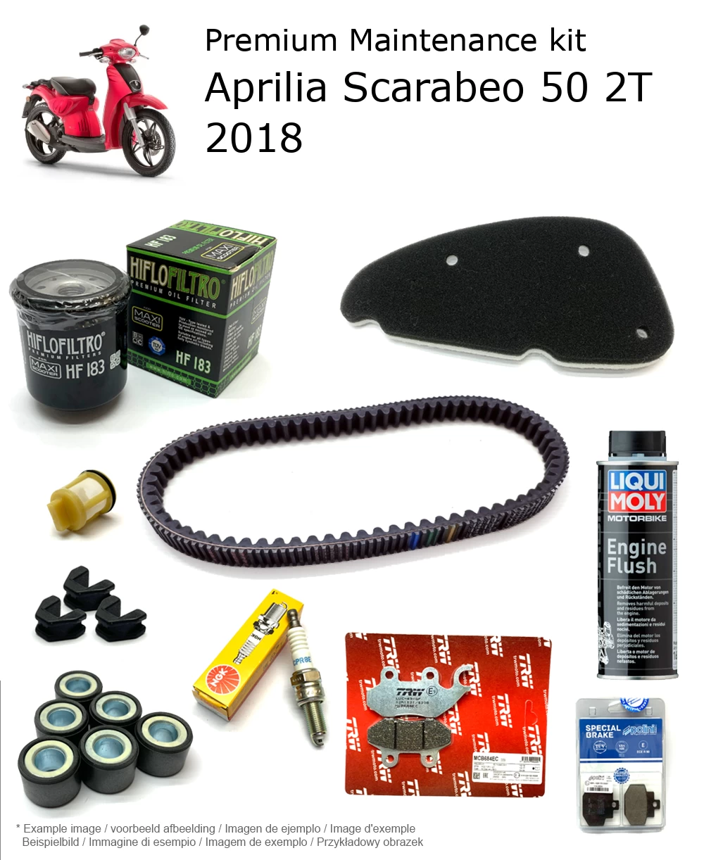 Kit de manutenção com pastilhas de travão e aditivo Aprilia Scarabeo 50 2T 2018