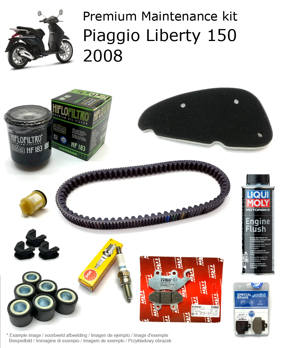 Kit de manutenção com pastilhas de travão e aditivo Piaggio Liberty 150 2008