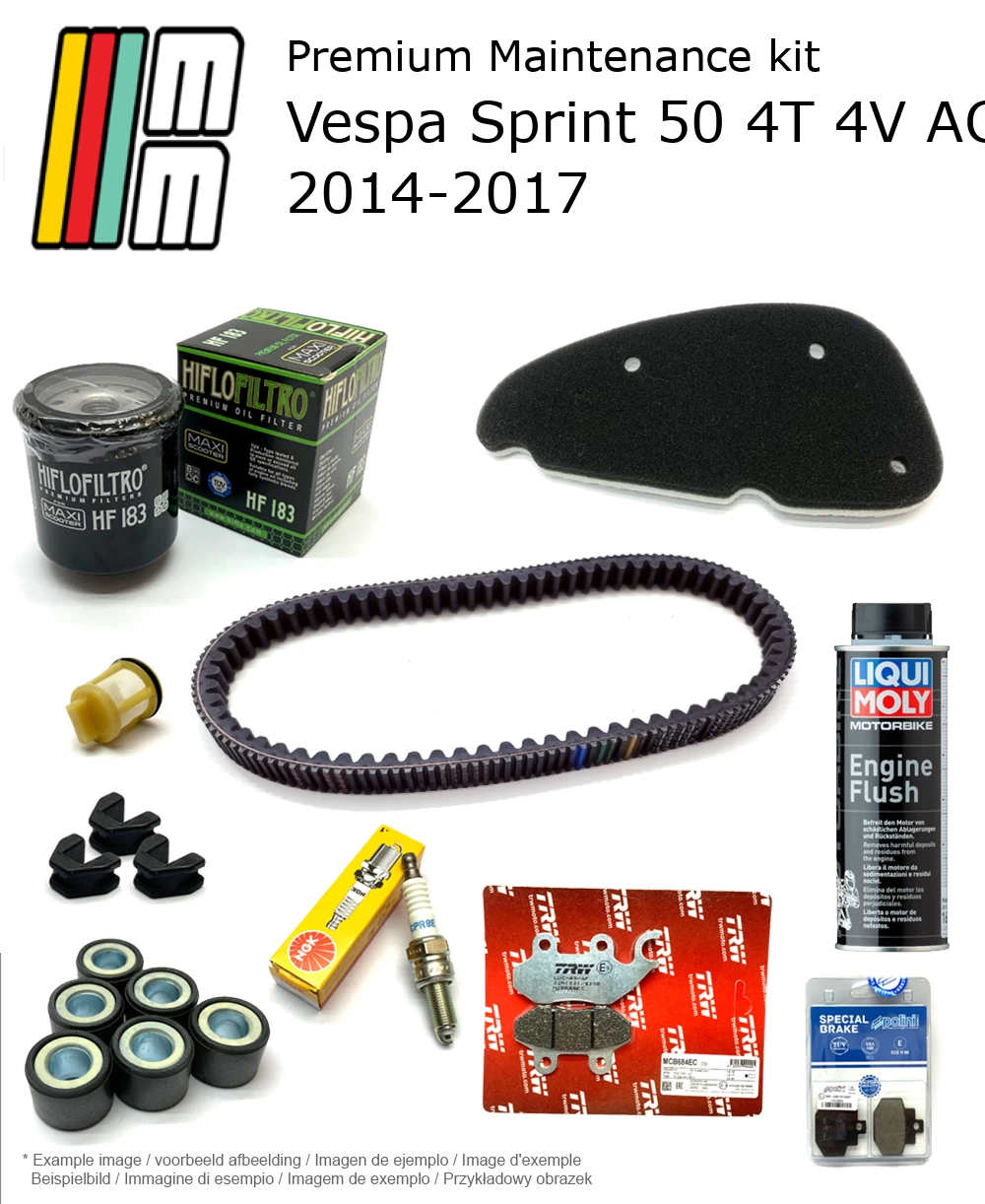 Kit de manutenção com pastilhas de travão e aditivo Vespa Sprint 50 4T 4V AC 2014-2017