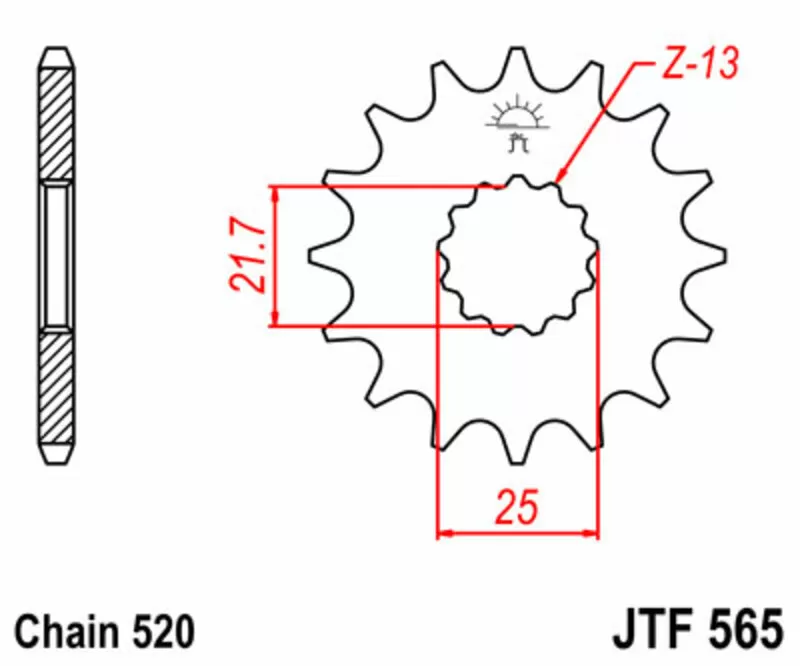 Piñón JT SPROCKETS acero estándar 565 - Paso 520