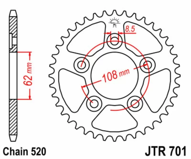 EK/JT Chain Kit 520H 17/41 - Standard Rear Sprocket