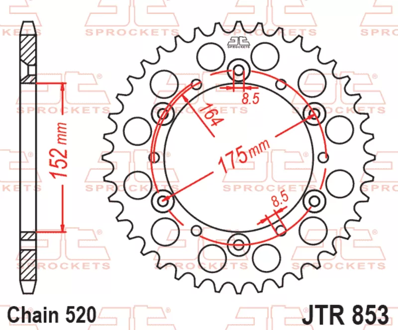 Corona JT 853 in acciaio con 40 denti