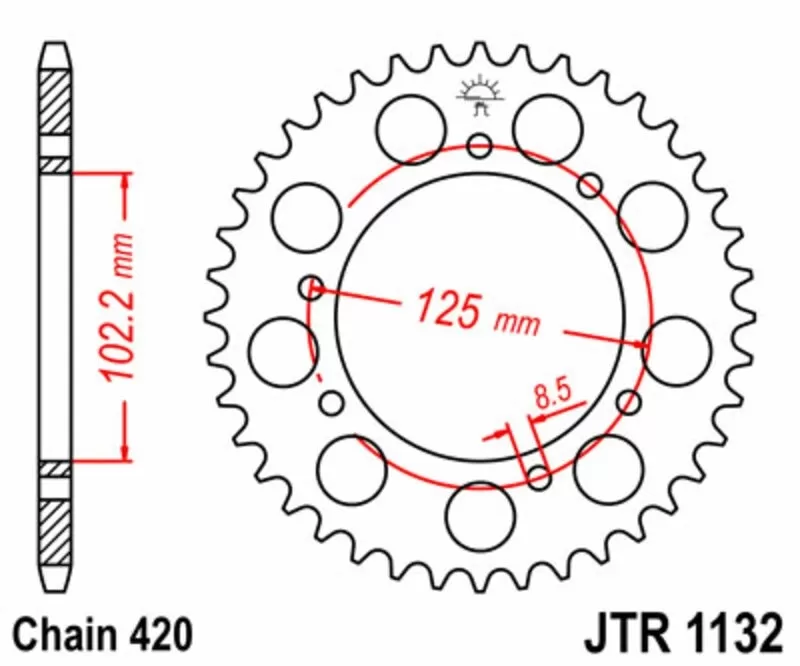 EK/JT Chain Kit 420SH 11/53 - Standard Rear Sprocket