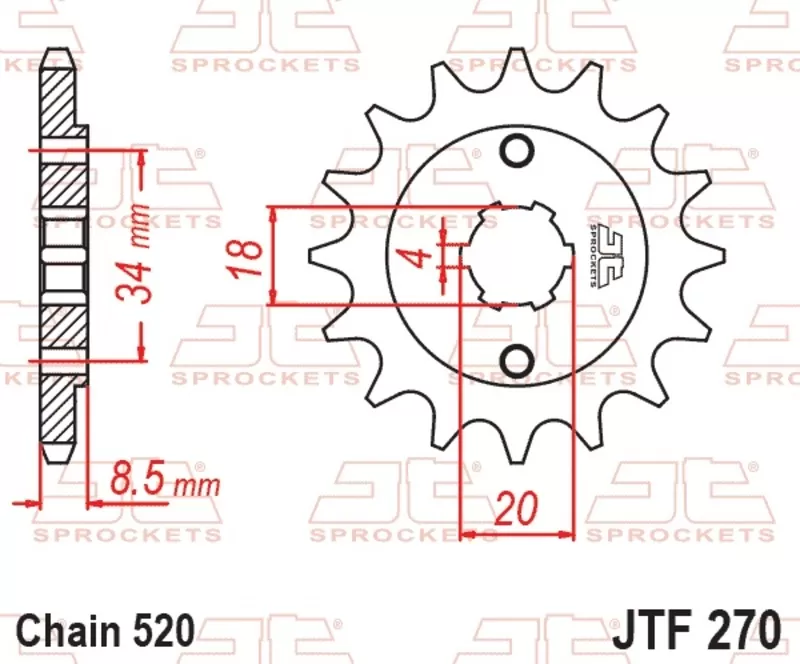 Piñón JT SPROCKETS acero estándar 270 - Paso 520