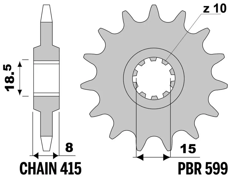 Pignon PBR acier standard - 415