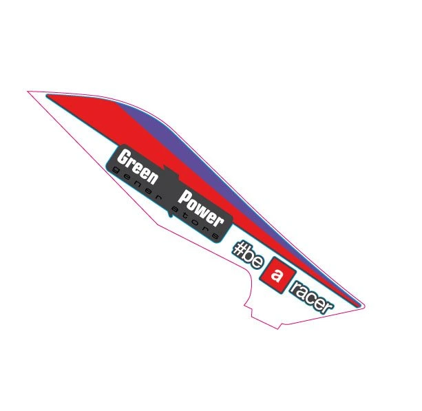 Inscription, motif : be a racer, à droite