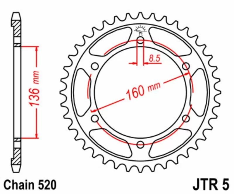 EK/JT Chain Kit 520ZVX3 16/49 - Standard Rear Sprocket