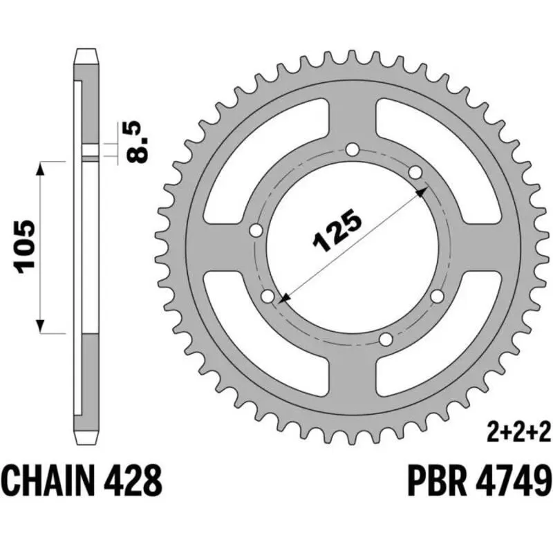 EK/PBR Chain kit 428 DEH - 13/62-138 - Steel Standard Rear Sprocket