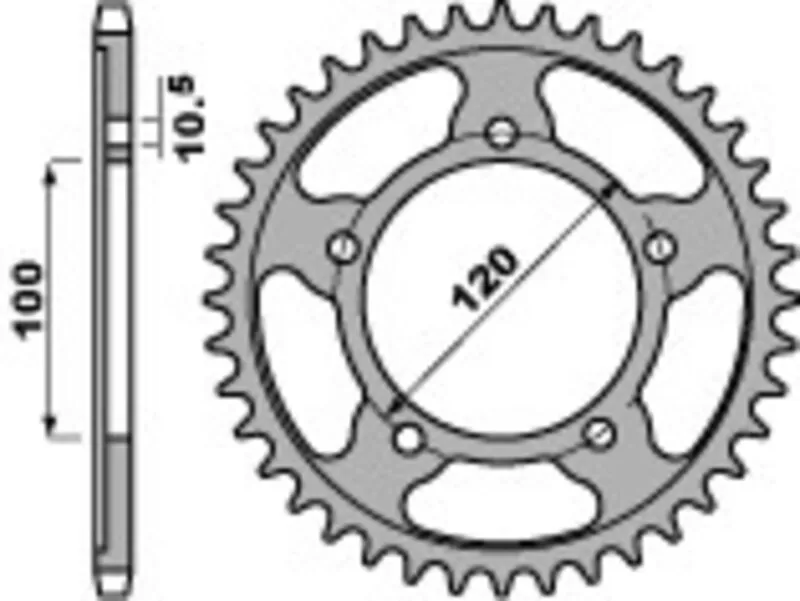EK/PBR Chain kit 525 SRX2 - 16/44-108 - Steel Standard Rear Sprocket