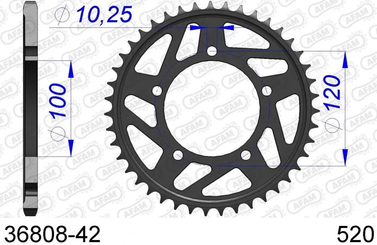 Pignone posteriore in alluminio 42T - 520
