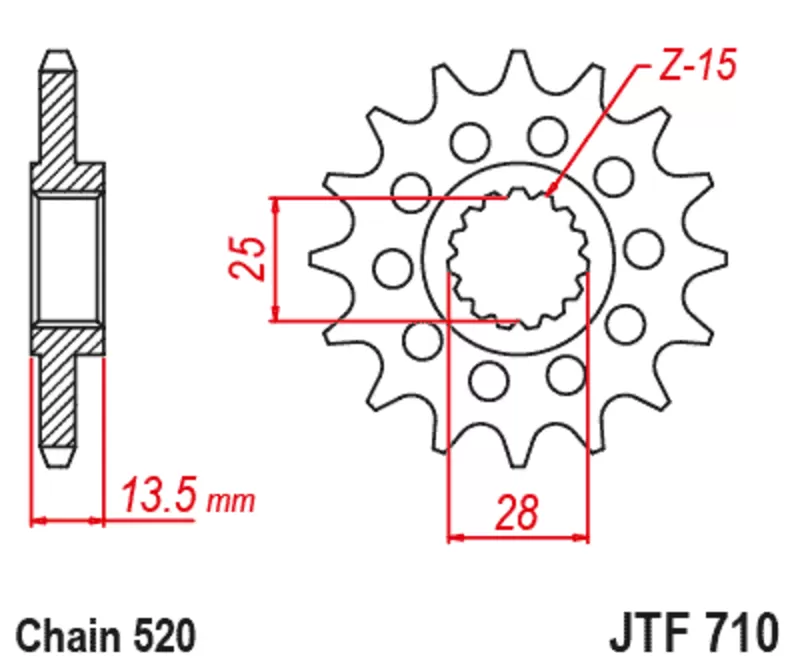 Piñón con goma anti-ruido JT SPROCKETS acero 710 - 520