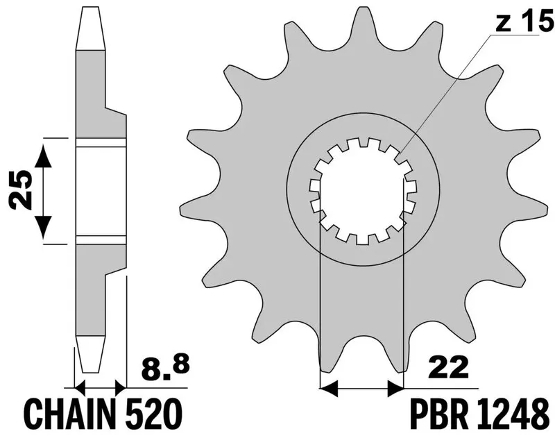 Piñón PBR acero estándar 1248 - 520