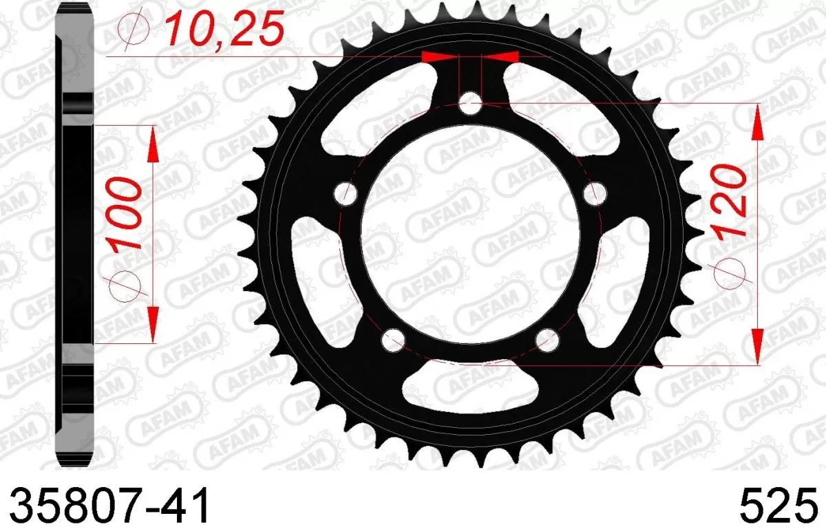 AFAM Kettenrad Hinten Stahl 41Z - 525