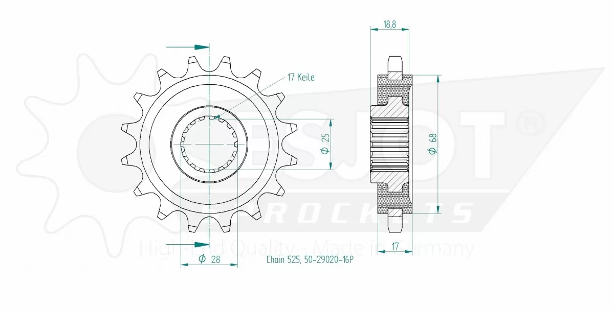 Esjot Ritzel 525 16Z 50-29020-16P