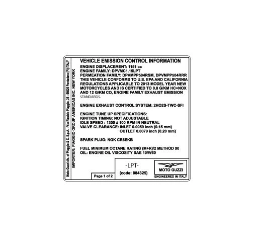 Autocollant, Motif: contrôle des émissions, (USA)