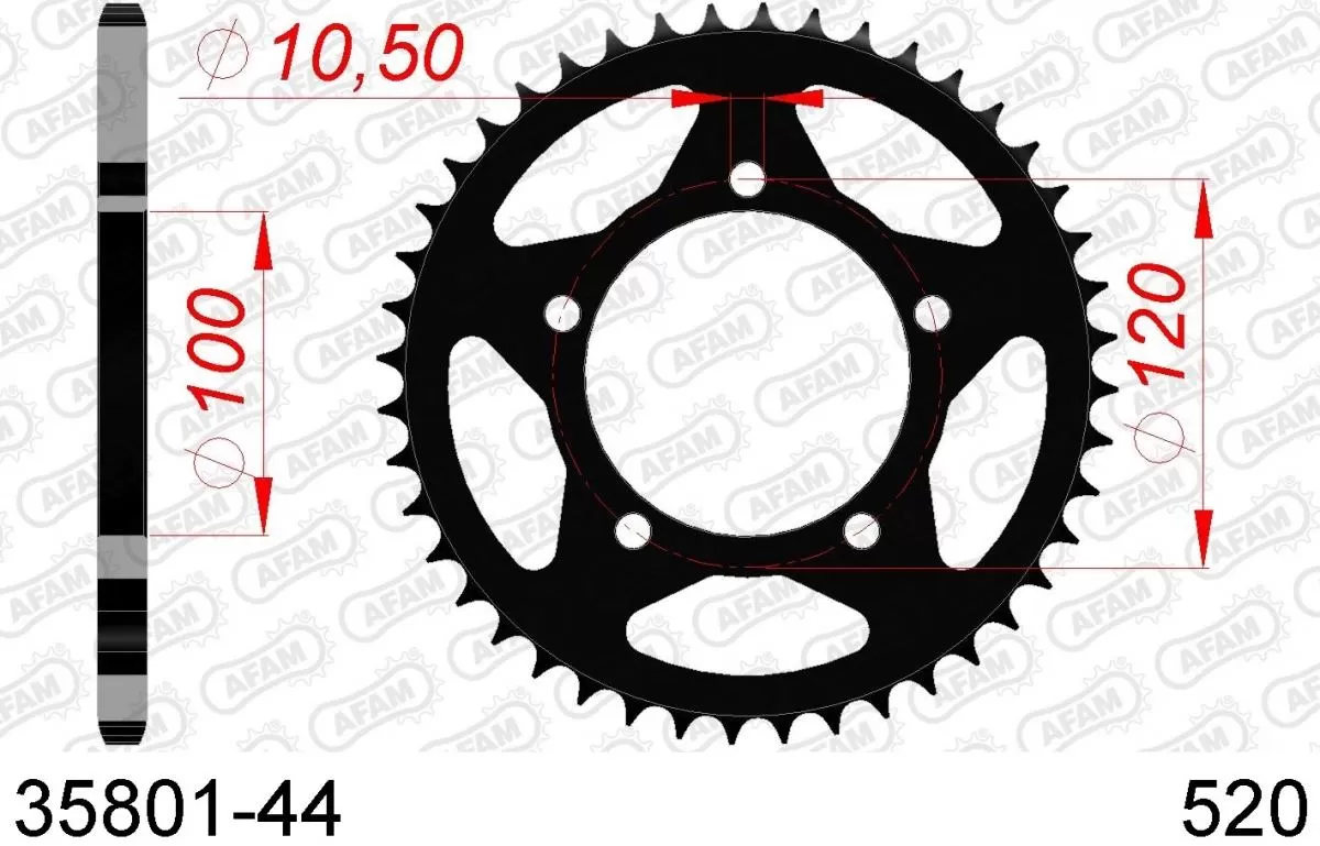 AFAM Kettenrad hinten Stahl 44Z - 520