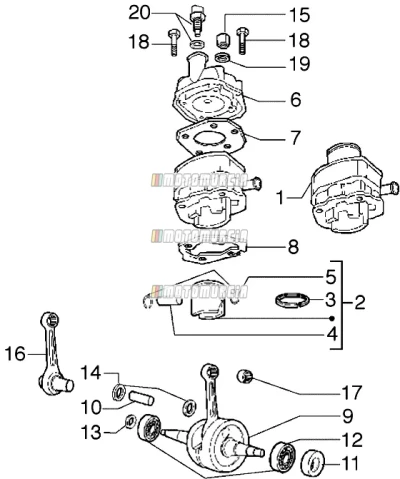 Cilinder-zuiger-zuigerpen, assy-krukas