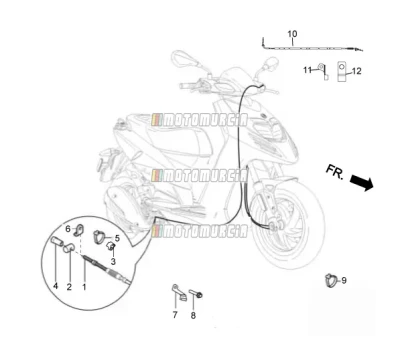 Transmissions-frein arrière-compteur de vitesse (kms)