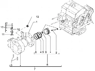 Axe de cylindre-piston-poignet, ens.