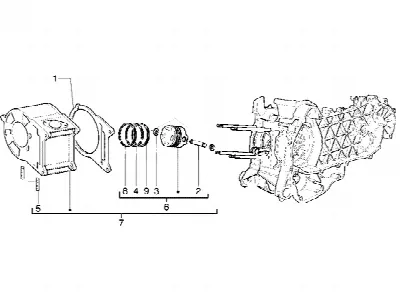 Axe de cylindre-piston-poignet, ens.
