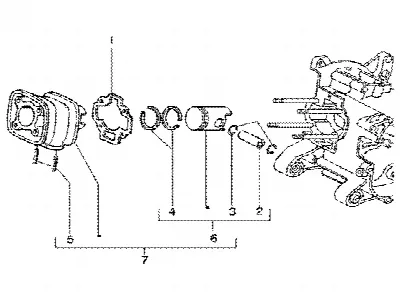 Axe de cylindre-piston-poignet, ens.