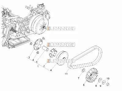 Demi-poulie ens., entraînement
