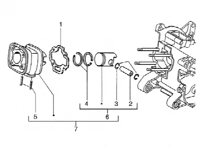 Cylindre - piston - axe de poignet, ens.