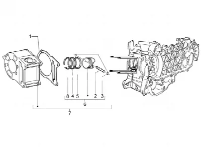 Axe de cylindre-piston-poignet, ens.
