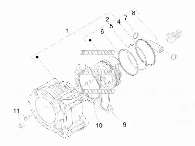 Ensemble cylindre-piston-axe de poignet