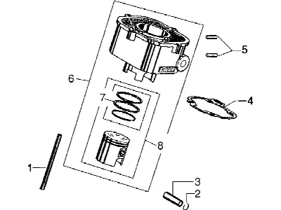 Axe de cylindre-piston-poignet, ens.
