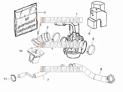 Carburatore, montaggio - tubo di unione