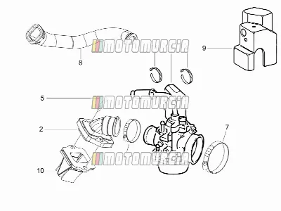 Carburador, montagem - tubo de união